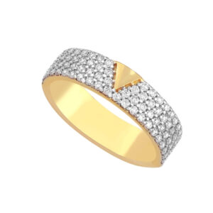 Anel Dourado Cravejado V Liso