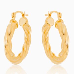 Brinco Dourado Argola Tubo Torcido M