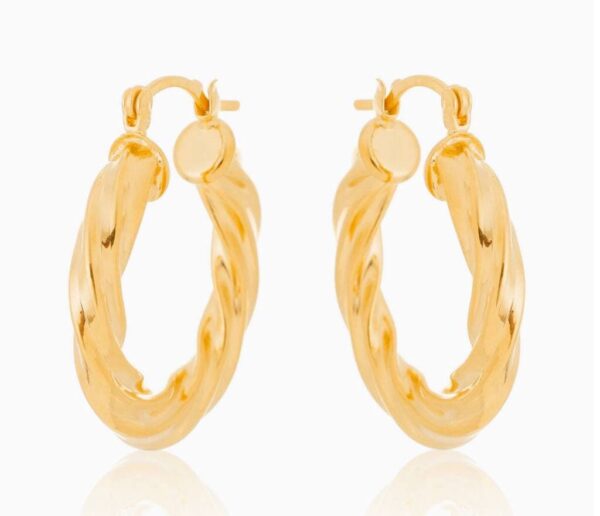 Brinco Dourado Argola Tubo Torcido M