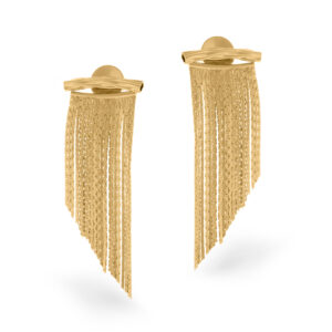 Brinco Dourado Ear Jacket Palito Franja