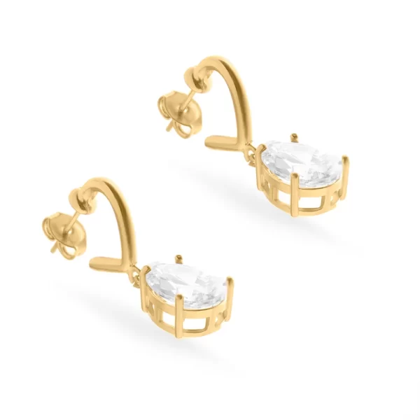 Brinco Dourado Argola Penduradinho Gota - Image 3