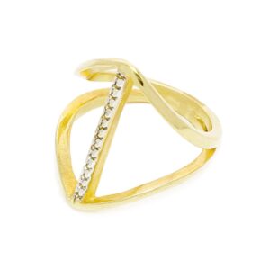 Anel Dourado Duplo Faixa Caneta de Ródio