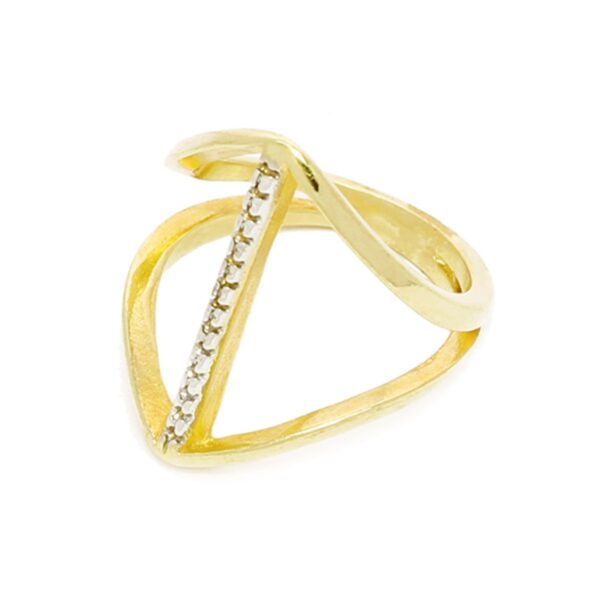 Anel Dourado Duplo Faixa Caneta de Ródio
