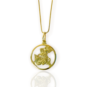 Colar Dourado Veneziana Medalha de São Jorge Vazado