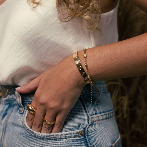 Bracelete Dourado Liso Círculos - Image 4