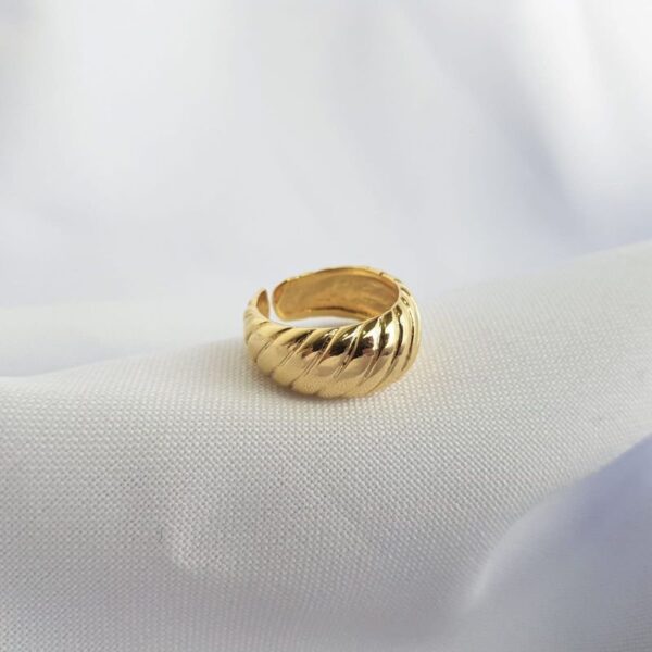 Anel Dourado Faixas Liso Ajustável - Image 7