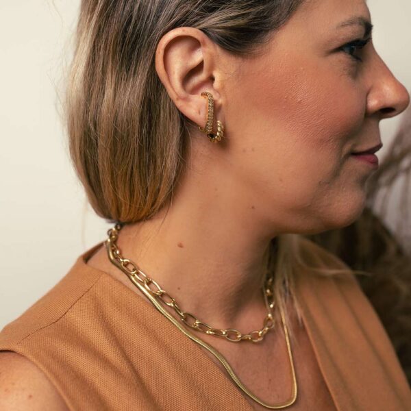 Piercing Fake Dourado Quadrado Cravejado - Image 3