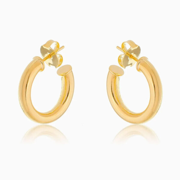 Brinco Dourado Argola Tubo Liso M