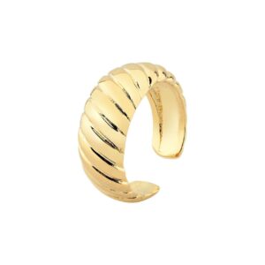 Anel Dourado Faixas Liso Ajustável