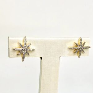 Brinco Dourado Estrela 8 Pontas Cravejada G