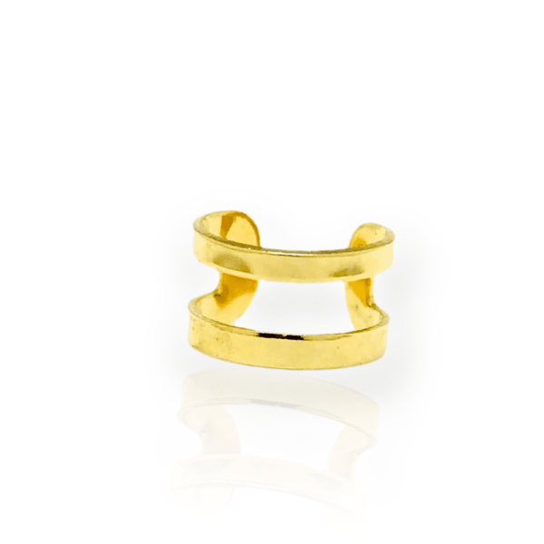 Piercing Fake Dourado Duplo Liso Ajustável - Image 4