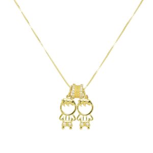 Colar Dourado Filhos com Separador de Pingente
