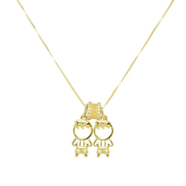 Colar Dourado Filhos com Separador de Pingente