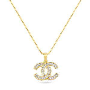 Colar Dourado Duplo C Cravejado