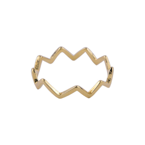 Anel Dourado Zig Zag Fino Liso - Image 4