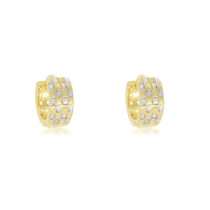 Brinco Dourado Argola Quadriculada Xadrez