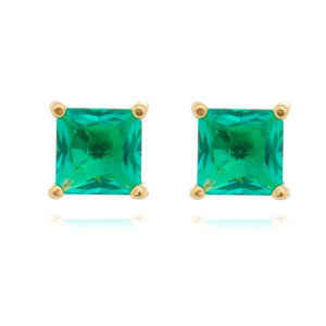 Brinco Dourado Quadrado Turmalina
