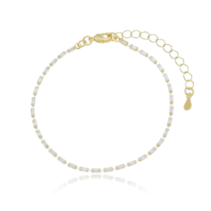 Pulseira Dourada Inteira Baguetes Cristal
