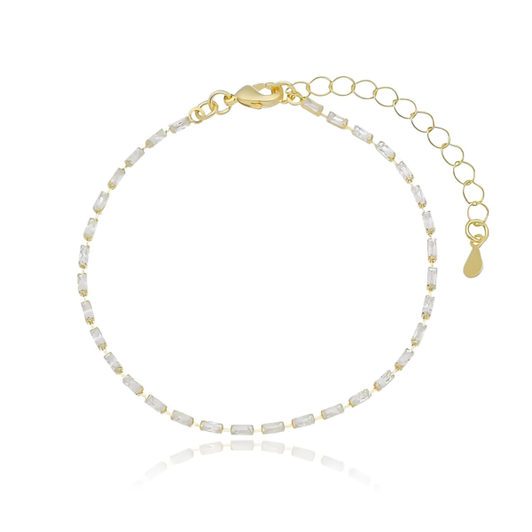 Pulseira Dourada Inteira Baguetes Cristal