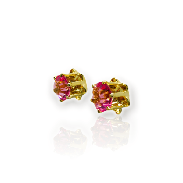 Brinco Dourado Solitário Rosa M - Image 3
