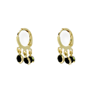 Brinco Dourado Argola 3 Ping. Pontos de Luz Black
