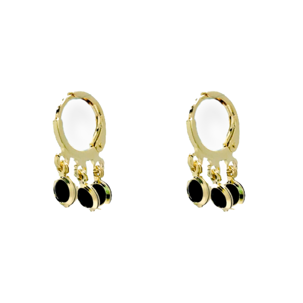 Brinco Dourado Argola 3 Ping. Pontos de Luz Black
