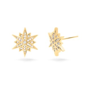 Brinco Dourado Estrela 12 Pontas Cravejado G