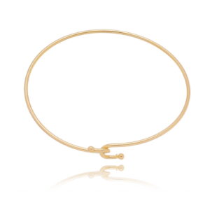 Bracelete Dourado Liso Fino Fecho Entrelaço