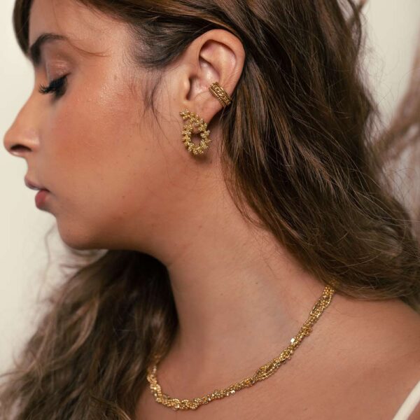 Piercing Fake Dourado 3 Voltas Trançado Bolinhas - Image 6