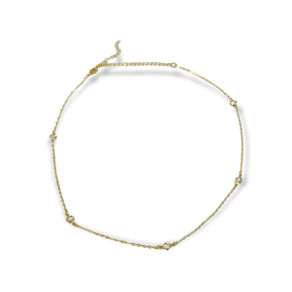 Choker Dourado Zircornias Cristal