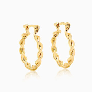 Brinco Dourado Argola Tubo Torcido P