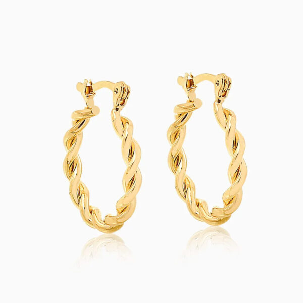 Brinco Dourado Argola Tubo Torcido P