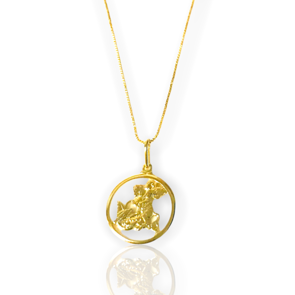 Colar Dourado Veneziana Medalha de São Jorge Vazado - Image 2
