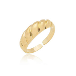 Anel Dourado Croissant Fino Ajustável