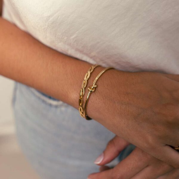 Bracelete Dourado Liso Nó - Image 8