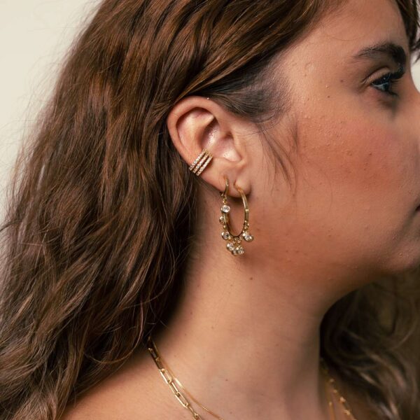 Piercing Fake Dourado 3 Voltas Cravejado - Image 2