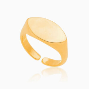 Anel Dourado Dedinho Chapa Oval Liso Ajustável