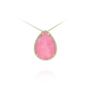 Colar Dourado Gota Fusion Safira Rosa
