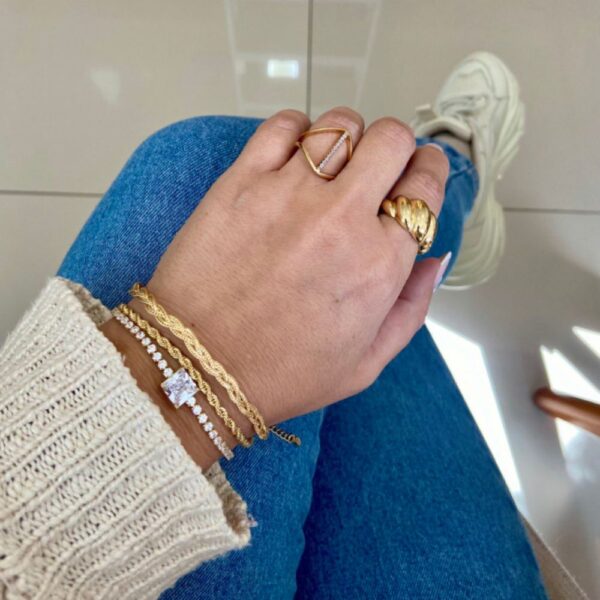 Anel Dourado Croissant Grosso Ajustável - Image 3