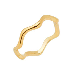 Anel Dourado Zig Zag Grosso Liso