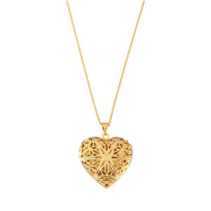 Colar Dourado Relicário Coração Vazado