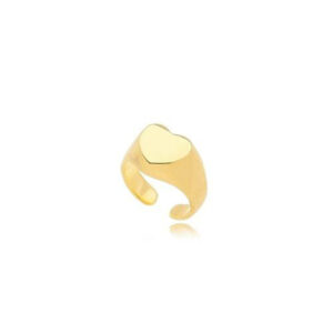 Anel Dourado Coração Liso Ajustável