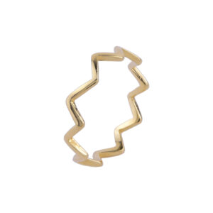 Anel Dourado Zig Zag Fino Liso