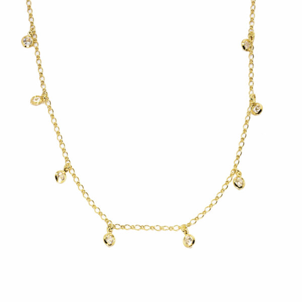 Colar Dourado Tiffany Cristal Comprido