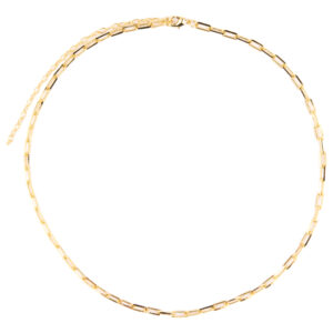 Colar Dourado Elos Quadrados Ajustável Fecho Lagosta Fina