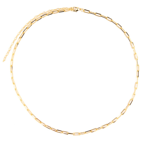 Colar Dourado Elos Quadrados Ajustável Fecho Lagosta Fina