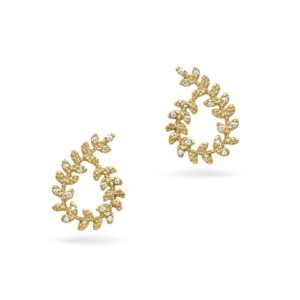 Brinco Dourado Gota Folhas Luxury