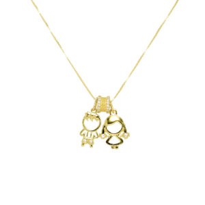 Colar Dourado Casal com Separador de Pingente