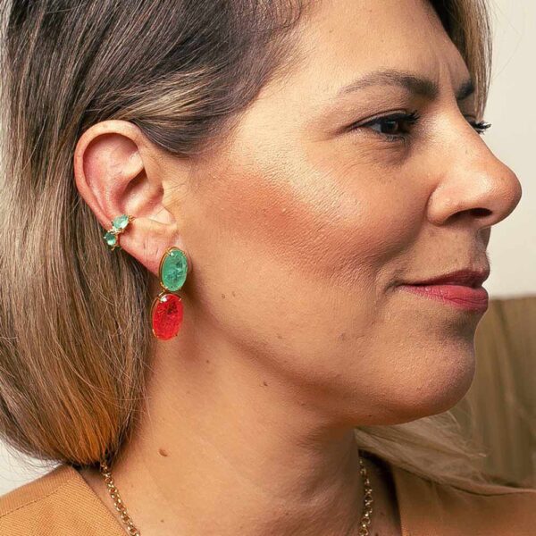 Piercing Fake Dourado 3 Gotas Turmalina - Image 3
