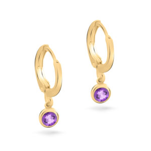 Brinco Dourado Argola Ping. Ametista M